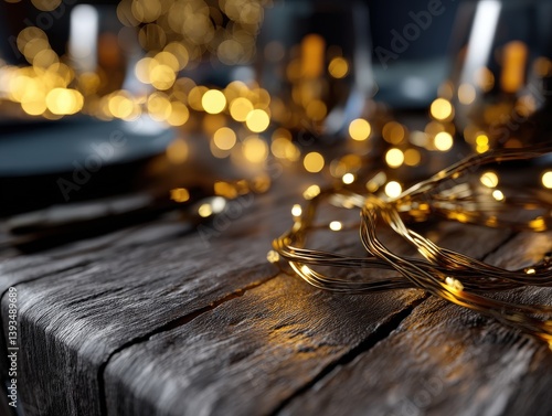 Golden fairy lights softly ...