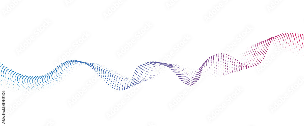 Flowing Dot Wave halftone gradient pattern on transparent background