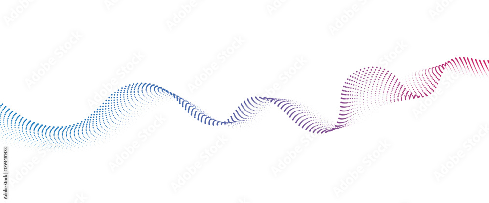 Flowing Dot Wave halftone gradient pattern on transparent background