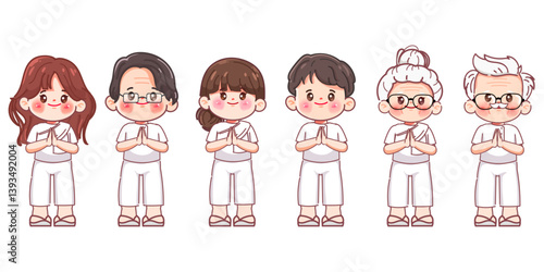 Cartoon people meditating, practices dharma. illustration vector premium.