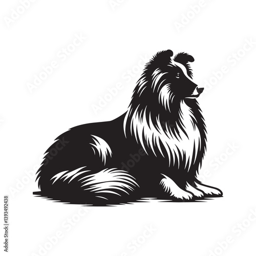 Shetland Sheepdog Vector Silhouette, Elegant Herding Canine Outline, Loyal Pet Lover Clipart, Active Dog Art for Logos, Stickers, Apparel, Digital Prints, Crafts, and Posters.