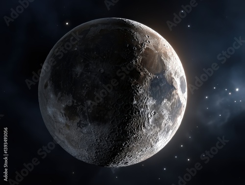 A celestial body is illumin...