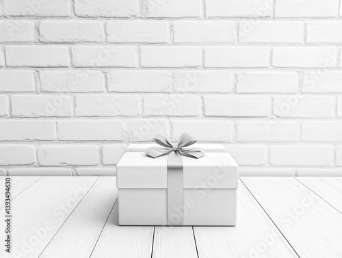 White gift box with silver ...