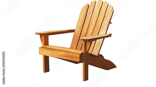 Rustic Wooden Adirondack Muskoka Chair in Tranquil Isolated Setting for Relaxing Outdoor Ambiance