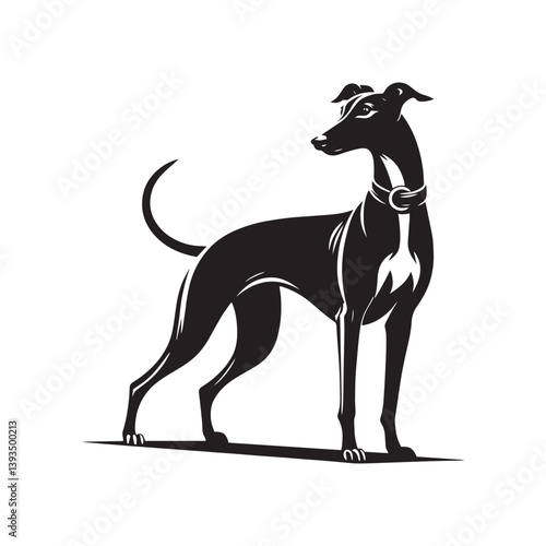 Whippet Dog Vector Silhouette, Sleek Canine Outline, Elegant Speedster Art for Pet Lovers, Logos, Stickers, Apparel, Digital Prints, Crafts, and Posters.
