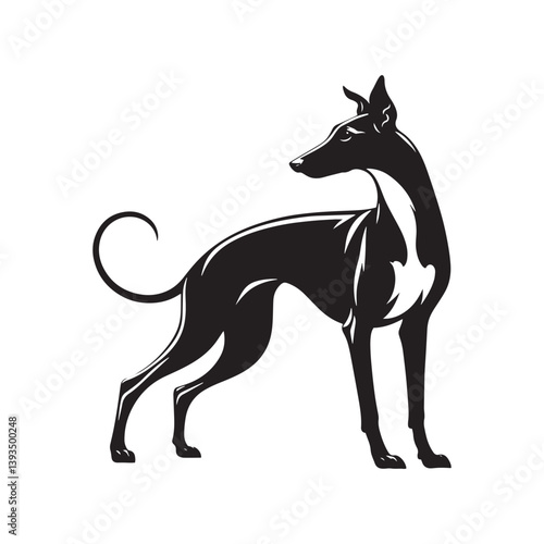 Whippet Dog Vector Silhouette, Sleek Canine Outline, Elegant Speedster Art for Pet Lovers, Logos, Stickers, Apparel, Digital Prints, Crafts, and Posters.