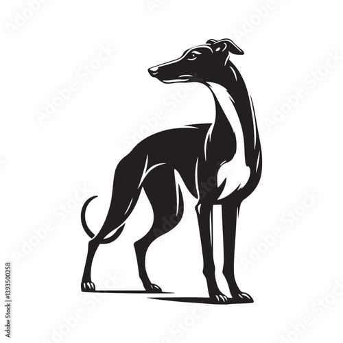 Whippet Dog Vector Silhouette, Sleek Canine Outline, Elegant Speedster Art for Pet Lovers, Logos, Stickers, Apparel, Digital Prints, Crafts, and Posters.