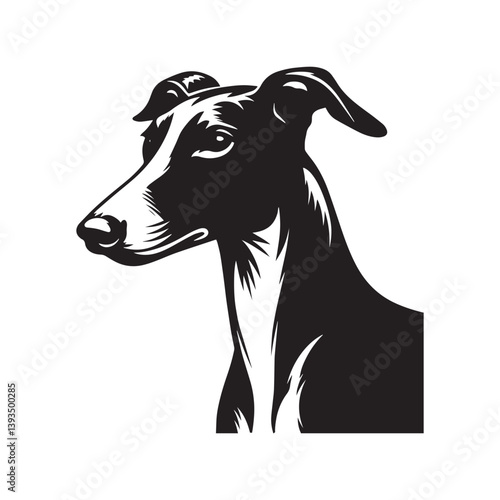 Whippet Dog Vector Silhouette, Sleek Canine Outline, Elegant Speedster Art for Pet Lovers, Logos, Stickers, Apparel, Digital Prints, Crafts, and Posters.