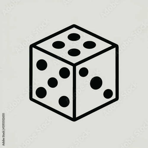 Black and White Dice Illustration with Dotted Faces