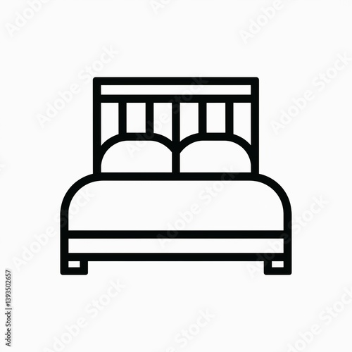 Minimalist Bed Icon with Headboard and Pillows