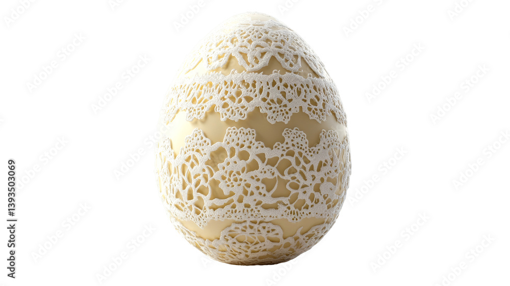 Decorated easter egg with lace pattern design, cut out transparent Decorated easter egg with lace pattern design, cut out transparent
