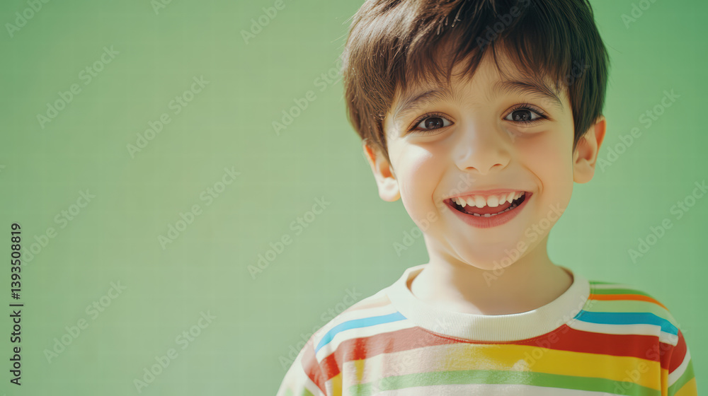 A bright-eyed, cheerful child beams a radiant smile, captured against a soft green backdrop, exuding pure joy and innocence. A bright-eyed, cheerful child beams a radiant smile, captured against a soft green backdrop, exuding pure joy and innocence.