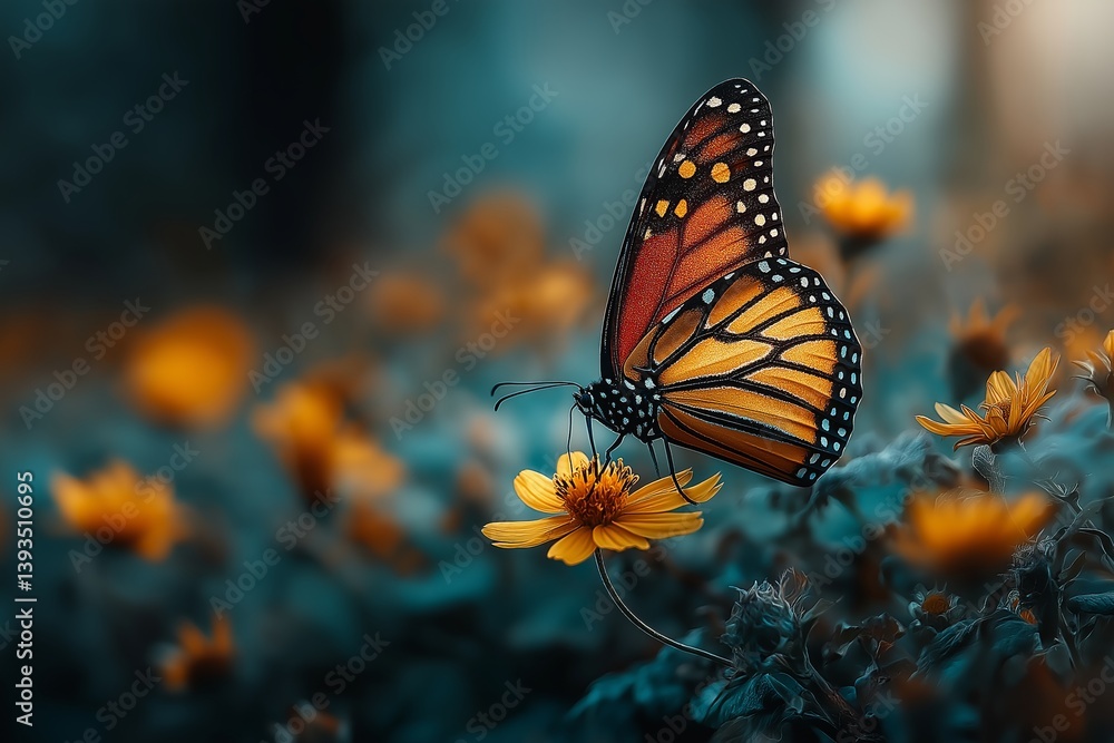 Fototapeta premium Monarch Butterfly on Yellow Flowers