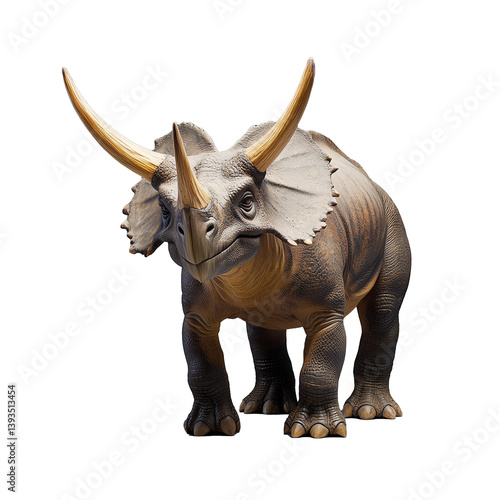Obraz na płótnie Triceratops walking forward with its large horns and frill, on a transparent background w salonie