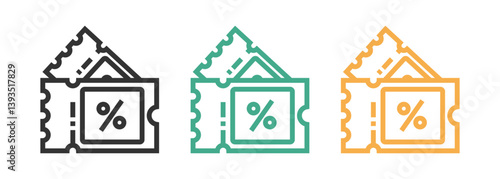 discount coupon icon set isolated on white background