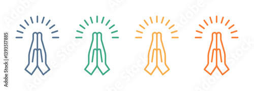 Folded Hands outline style icon 