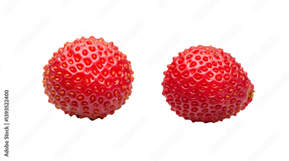 Two ripe wild strawberries close up, cut out transparent Two ripe wild strawberries close up, cut out transparent