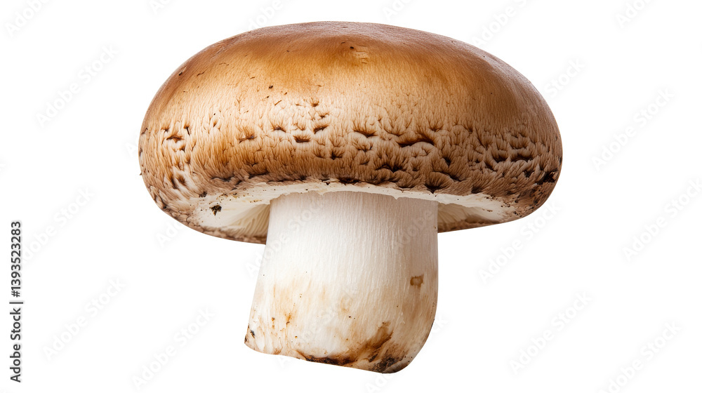 Single Brown Mushroom, isolated against black background, cut out transparent Single Brown Mushroom, isolated against black background, cut out transparent