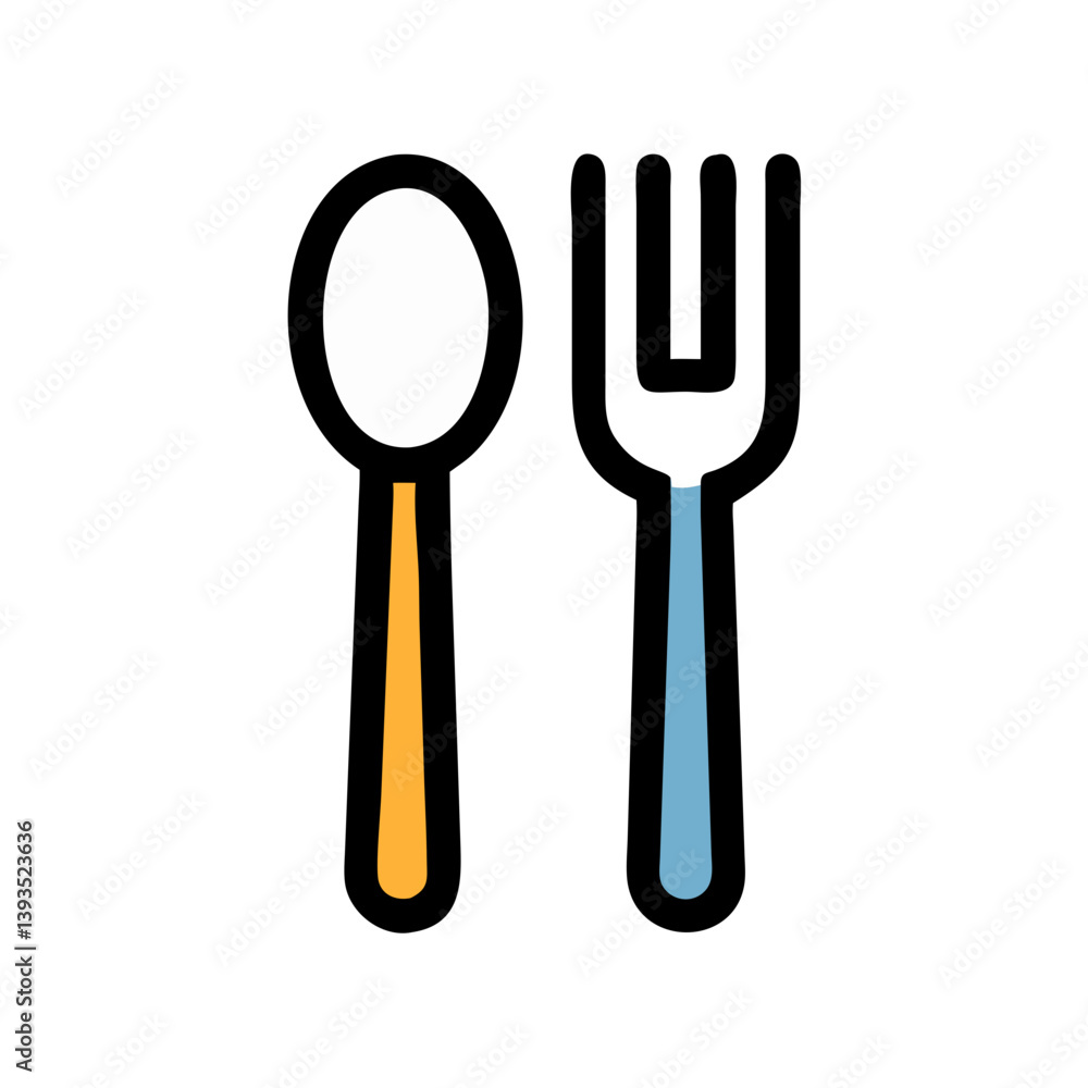 Spoon and Fork Icon Vector for Dining, Utensils, and Food Concepts Spoon and Fork Icon Vector for Dining, Utensils, and Food Concepts