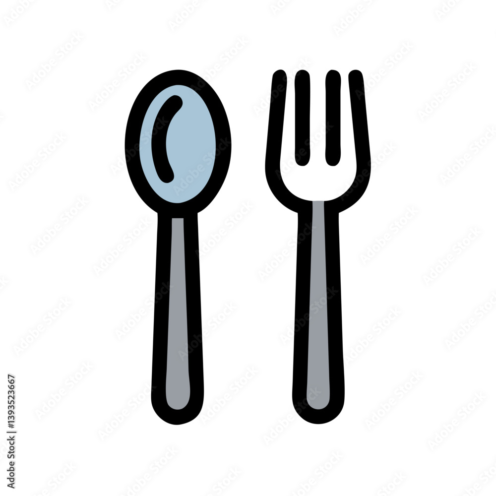 Spoon and Fork Icon Vector for Dining, Utensils, and Food Concepts Spoon and Fork Icon Vector for Dining, Utensils, and Food Concepts