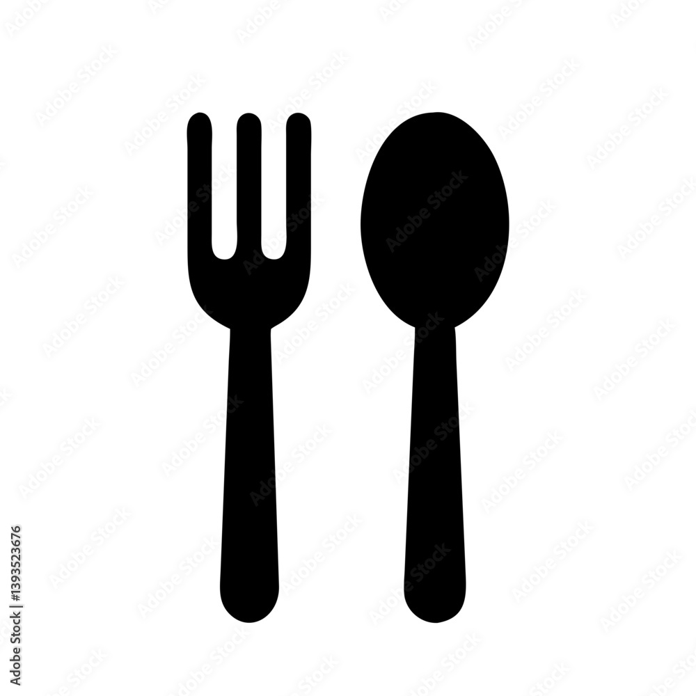 Spoon and Fork Icon Vector for Dining, Utensils, and Food Concepts Spoon and Fork Icon Vector for Dining, Utensils, and Food Concepts