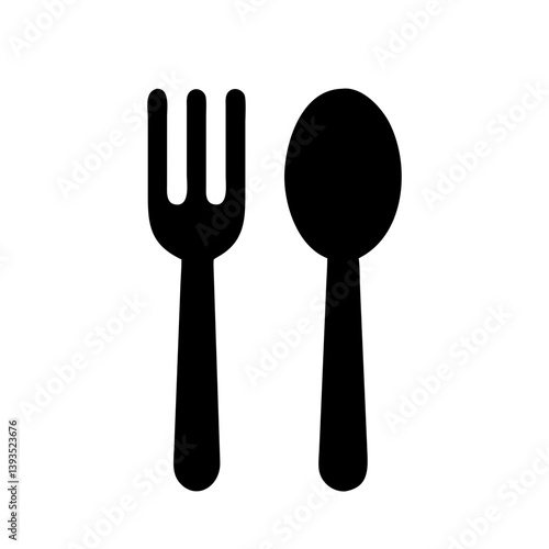 Spoon and Fork Icon Vector for Dining, Utensils, and Food Concepts