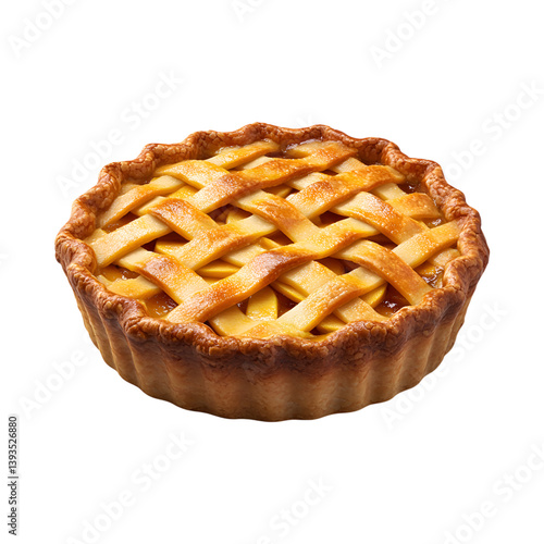 A Fluffy 3D Cartoon Apple Pie with Glowing Lattice Crust Isolated on Transparent Background