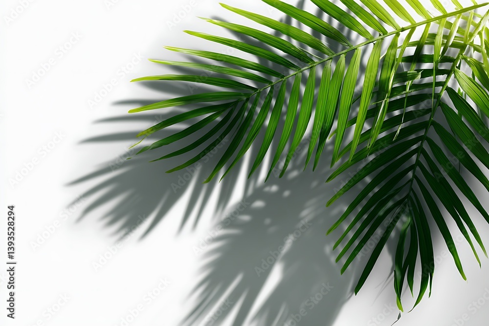 Fototapeta premium Corner palm leaf shade on white banner for graphics 