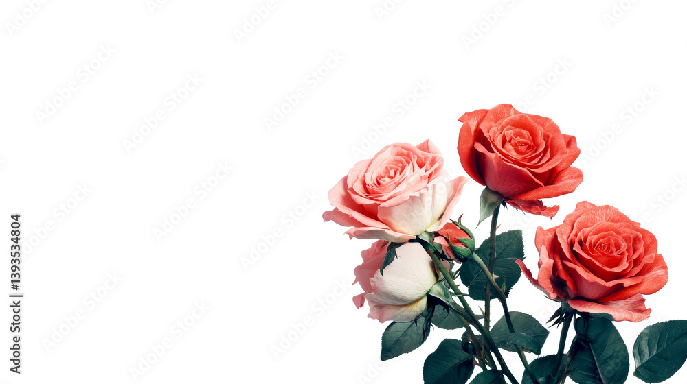 Bouquet of roses, pink and red blossoms, romantic, cut out transparent Bouquet of roses, pink and red blossoms, romantic, cut out transparent