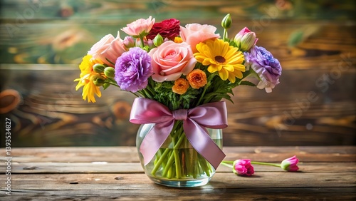 Wallpaper Mural Colorful Flower Bouquet in Glass Vase Torontodigital.ca