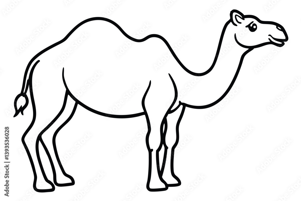 Fototapeta premium coloring Camel outline vector illustration and ready for print.