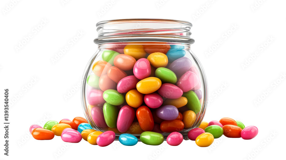 Colorful candies in a glass jar, isolated on black background, cut out transparent Colorful candies in a glass jar, isolated on black background, cut out transparent
