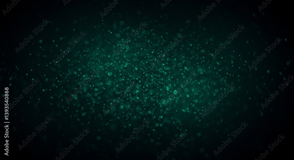 Obraz premium Abstract Teal Green Bokeh Background Sparkling Dust Particles Festive Glitter Overlay