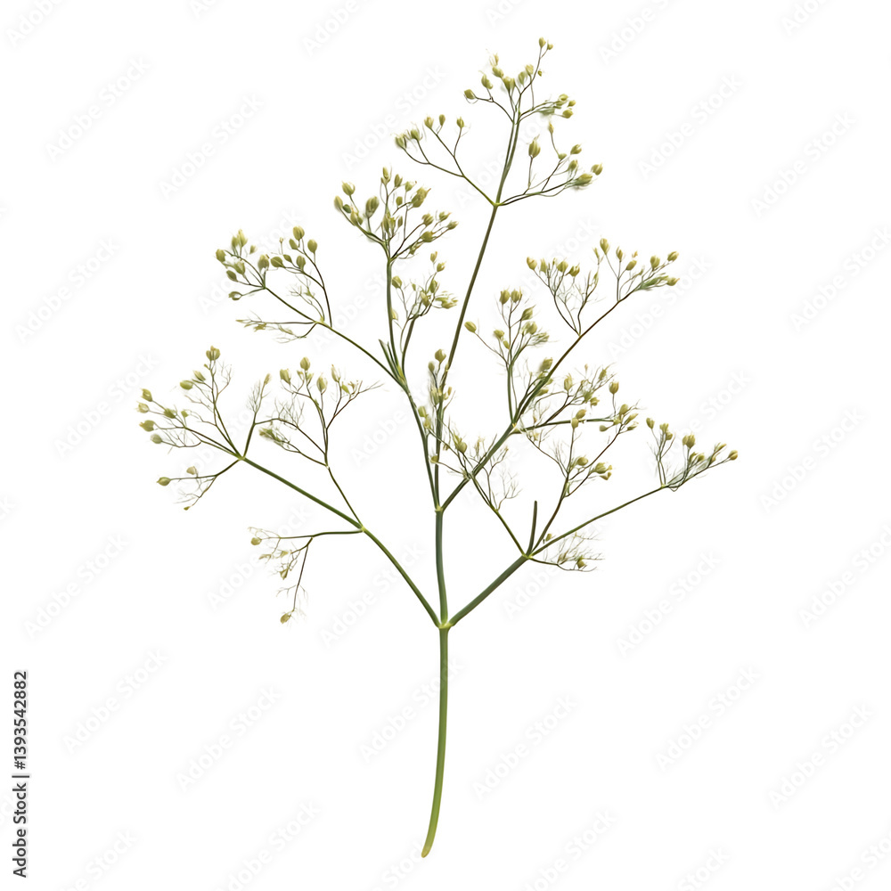 A Sprig of Fennel with Delicate Finely Divided Leaves Isolated on Transparent Background A Sprig of Fennel with Delicate Finely Divided Leaves Isolated on Transparent Background