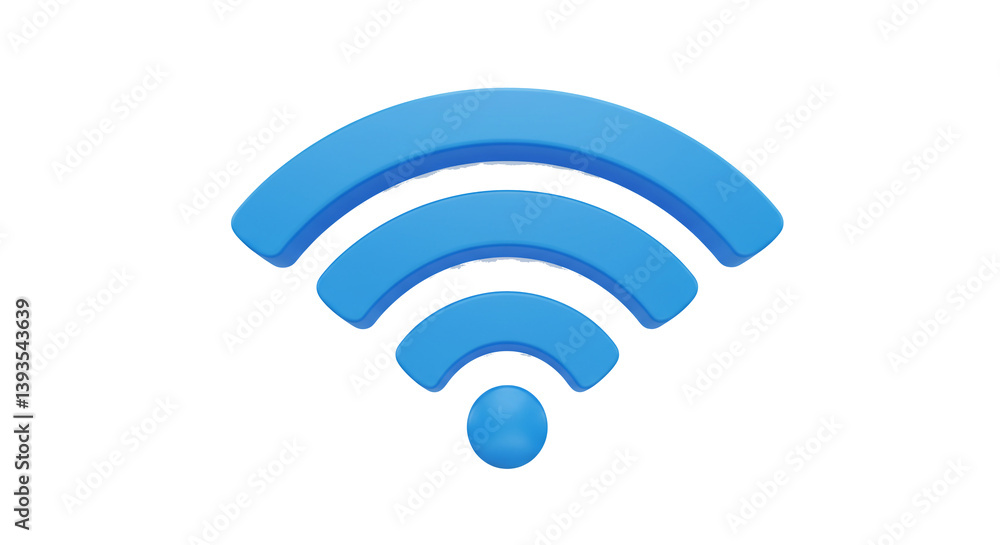 A vibrant blue wifi symbol radiating connection and boundless digital possibilities, rendered in a sleek 3D style. A vibrant blue wifi symbol radiating connection and boundless digital possibilities, rendered in a sleek 3D style.