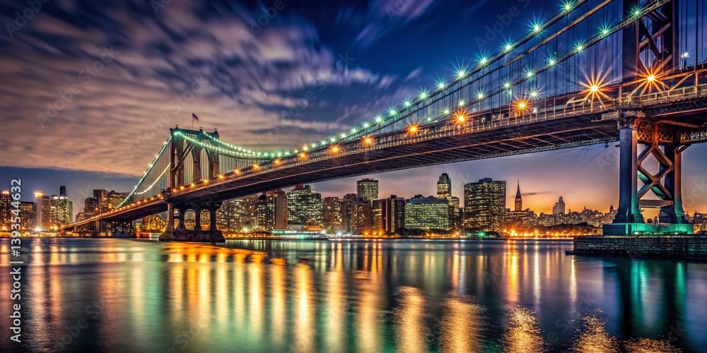 Fototapeta premium A Majestic Nighttime Panorama of the RFK Bridge Over the New York City Skyline