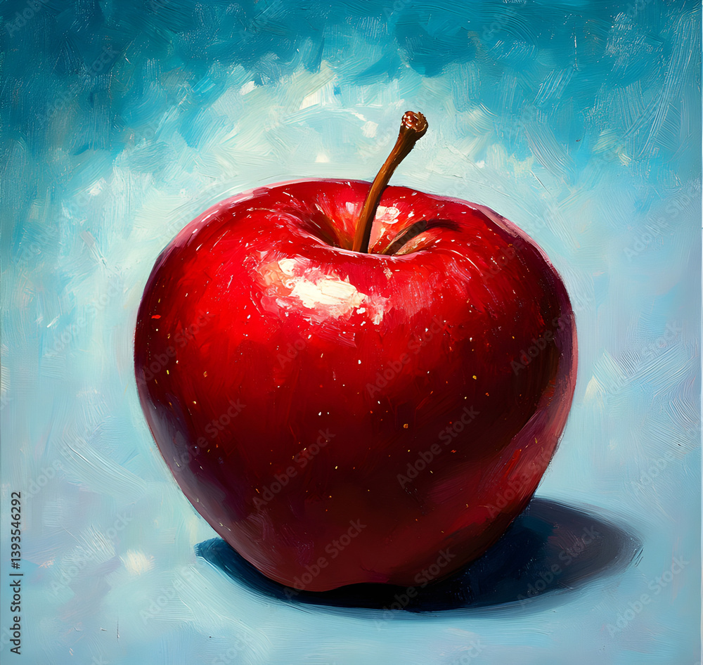A red apple isolated on blue background