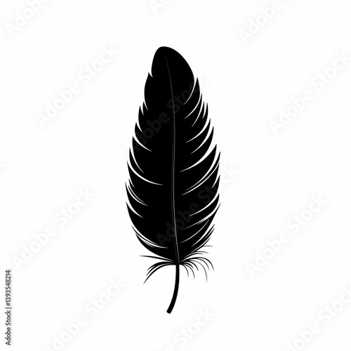 Black Feather Silhouette Illustration: Elegant Vector Art for Graphic Design and Interior Decor
