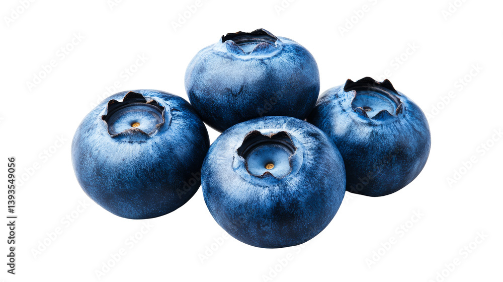 Obraz premium Group of fresh blueberries on a black background, cut out transparent