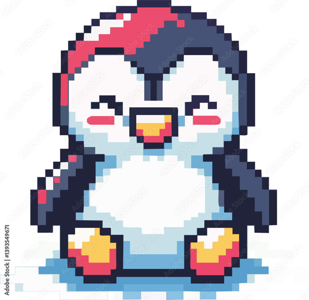 8 bit pixel penguin is sitting. Animals for game assets and beads pattern in vector illustration 8 bit pixel penguin is sitting. Animals for game assets and beads pattern in vector illustration
