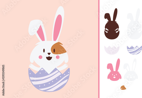 Easter Bunny multilayered 3d paper craft design for crafting