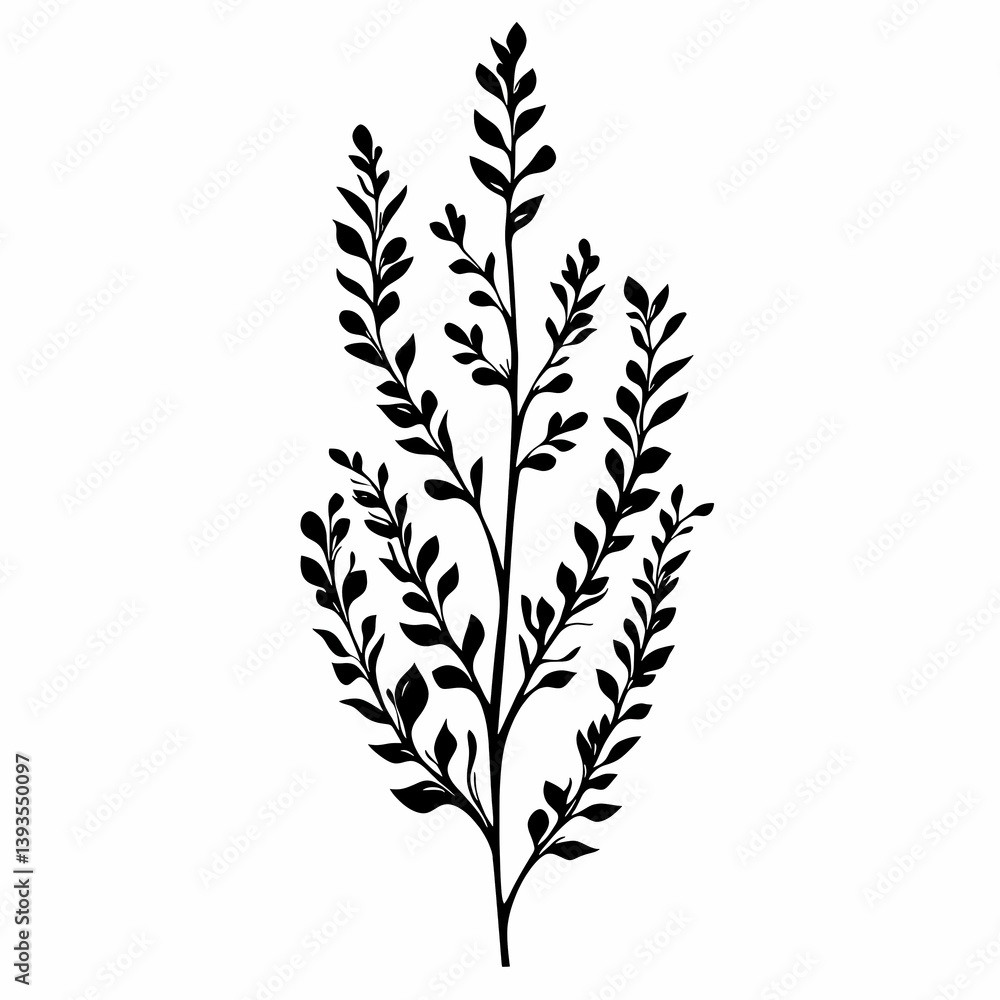 Leaf Silhouette Design: Artistic Botanical Flora Illustrations in Monochrome Pattern Leaf Silhouette Design: Artistic Botanical Flora Illustrations in Monochrome Pattern