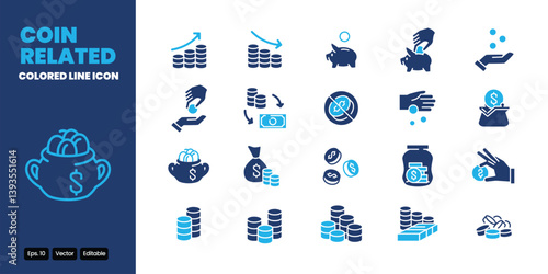 coin related colored icon vector design good for web and mobile app