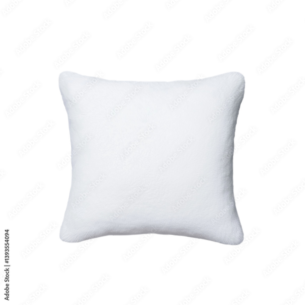 Comfortable square white pillow with plush fabric on transparent background Comfortable square white pillow with plush fabric on transparent background
