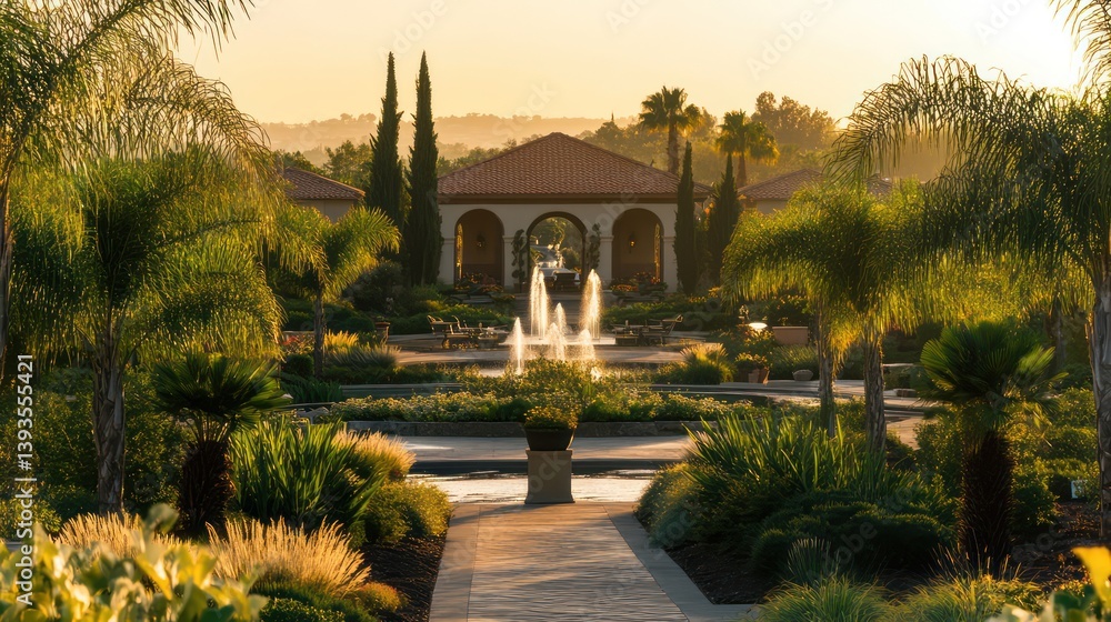 Obraz premium Peaceful garden path luxury resort