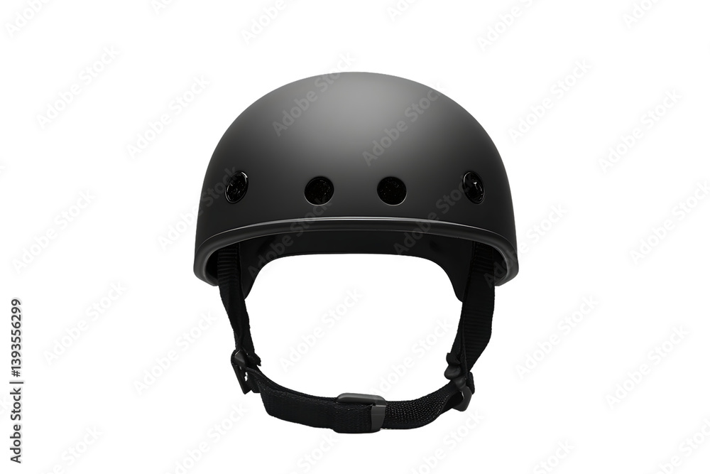 Naklejka premium Matte Black Hard Hat with Ventilation Holes and Adjustable Chin Strap