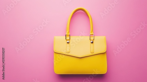 Stylish Yellow Handbag on Pink Background: A Fashion Statement