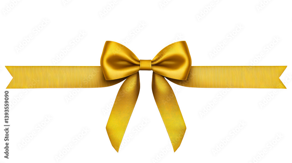 Decorative satin gold bow and ribbon detail design, cut out transparent Decorative satin gold bow and ribbon detail design, cut out transparent
