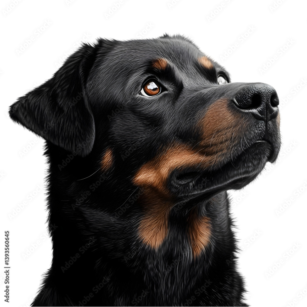 Rottweiler isolated on transparent background showcasing its strong build and confident demeanor Rottweiler isolated on transparent background showcasing its strong build and confident demeanor