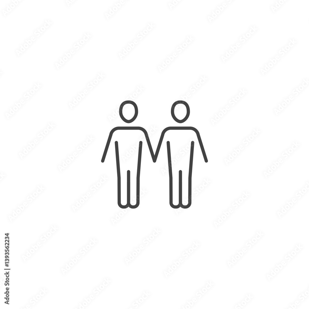 Simple line icon of two people holding hands in unity theme Simple line icon of two people holding hands in unity theme